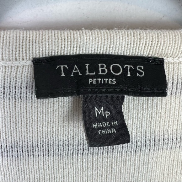 Talbots cream and black stripe full zip up cardigan womens size medium petite - Picture 4 of 7